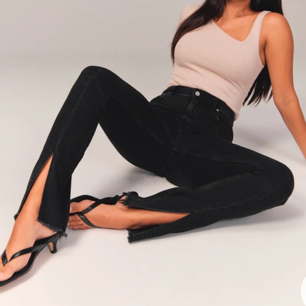Abercrombie High Rise Jeans - Black Flare with Split